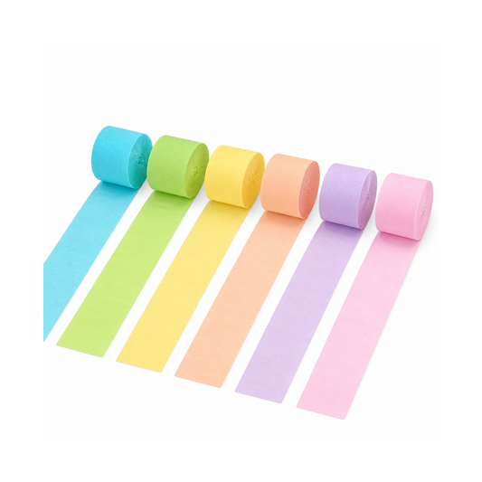 Pastel Crepe Paper Streamers, 6 Rolls, 492 ft